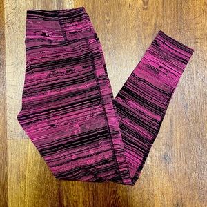 Pink and black striped leggings